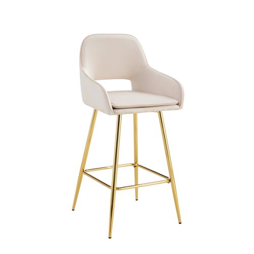 Lot De 2 Tabourets De Bar Athena Pied Gold Velours