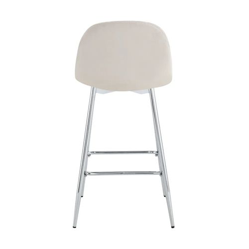 Lot De 2 Tabourets De Bar Scandinave Pied Chrome Velours