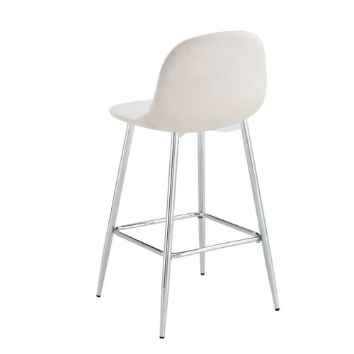 Lot De 2 Tabourets De Bar Scandinave Pied Chrome Velours