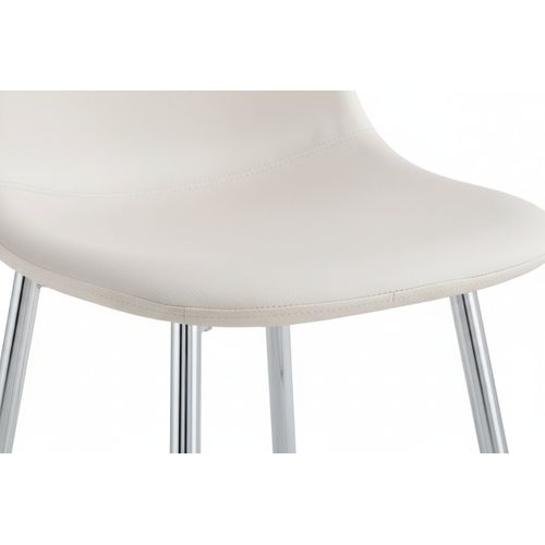 Lot 2 Tabourets De Bar Scandinave Velours Beige Pieds Chrome