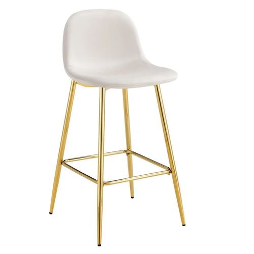 Lot De 2 Tabourets De Bar Scandinave Pied Gold Velours