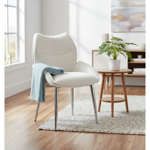 Lot De 2 Chaises En Velours Beige Loha Pied Métal Chrome