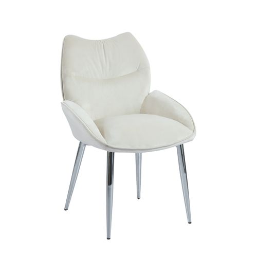 Lot De 2 Chaises En Velours Beige Loha Pied Métal Chrome