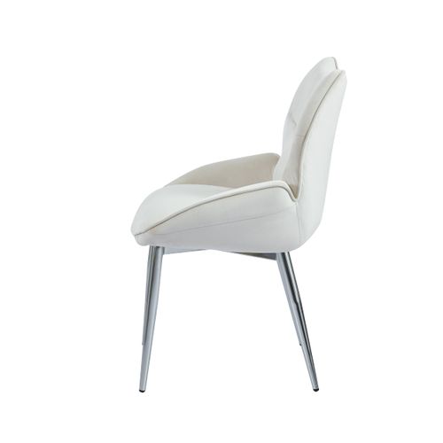 Lot De 2 Chaises En Velours Beige Loha Pied Métal Chrome