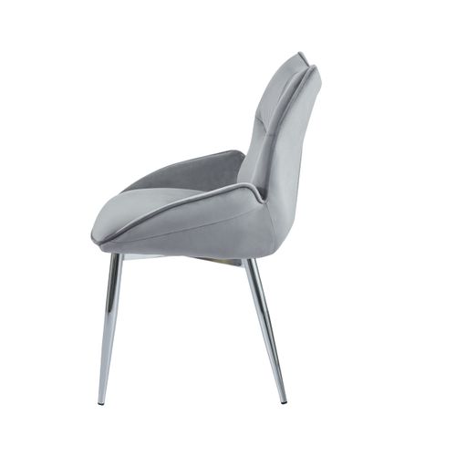 Lot De 2 Chaises En Velours Anthracite Loha Pied Métal Chrome