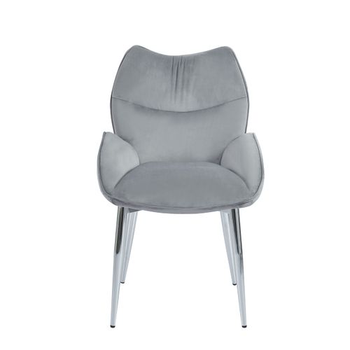 Lot De 2 Chaises En Velours Anthracite Loha Pied Métal Chrome