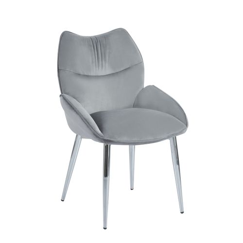 Lot De 2 Chaises En Velours Anthracite Loha Pied Métal Chrome