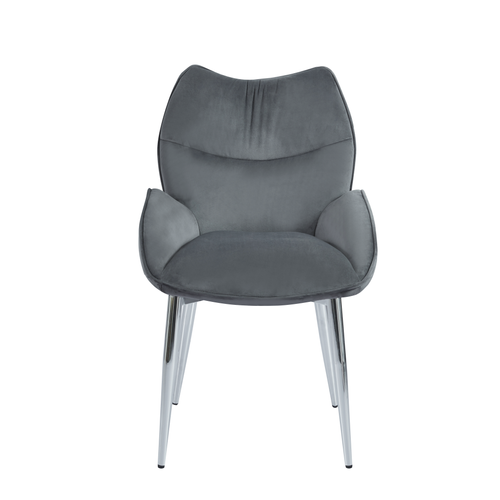 Lot De 2 Chaises En Velours Anthracite Loha Pied Métal Chrome