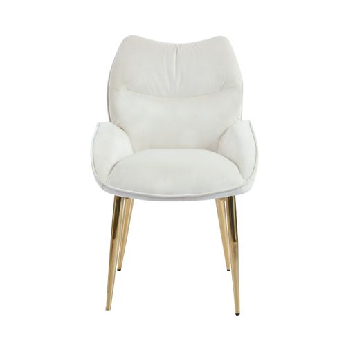 Lot De 2 Chaises En Velours Beige Loha Pied Métal Gold