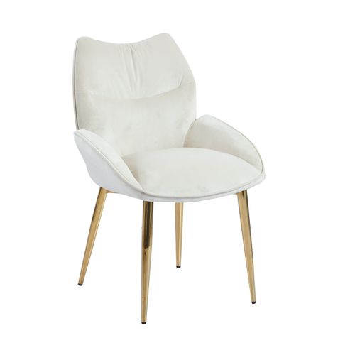 Lot De 2 Chaises En Velours Beige Loha Pied Métal Gold
