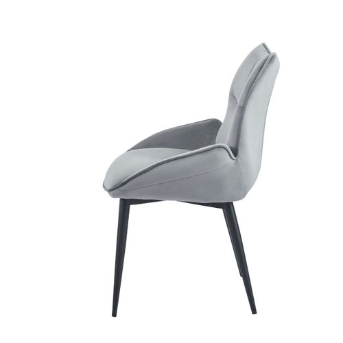 Lot De 2 Chaises En Velours Anthracite Loha Pied Métal Noir