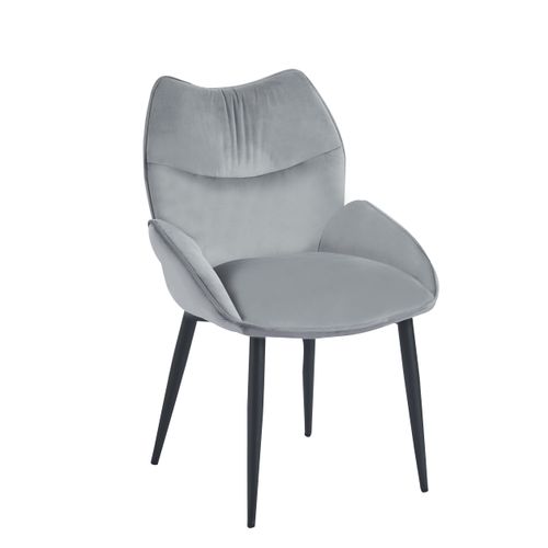 Lot De 2 Chaises En Velours Anthracite Loha Pied Métal Noir