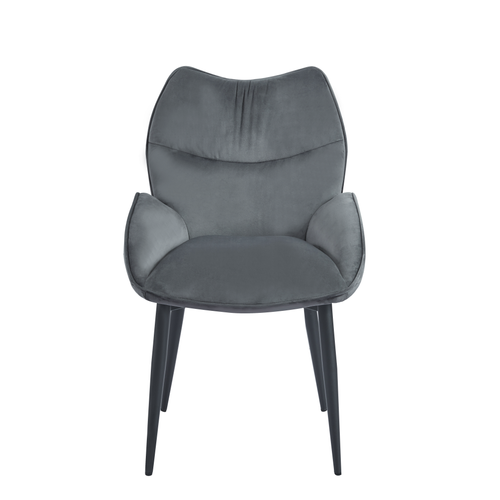 Lot De 2 Chaises En Velours Anthracite Loha Pied Métal Noir