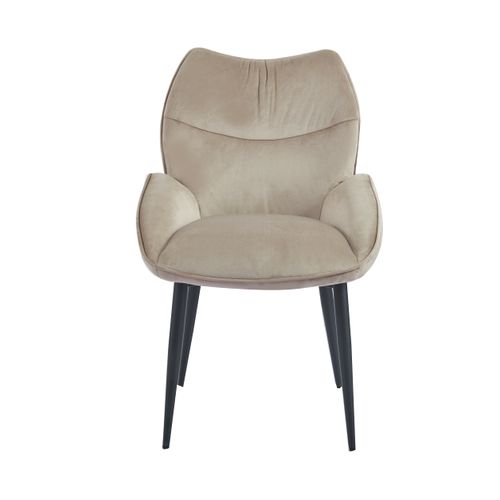 Lot De 2 Chaises En Velours Taupe Loha Pied Métal Noir