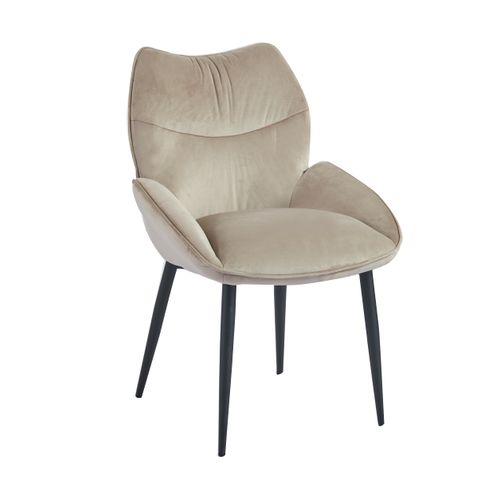 Lot De 2 Chaises En Velours Taupe Loha Pied Métal Noir