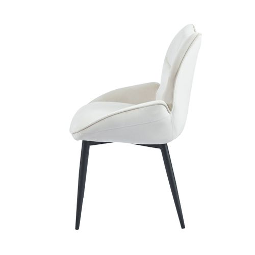 Lot De 2 Chaises En Velours Beige Loha Pied Métal Noir