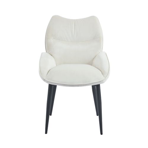 Lot De 2 Chaises En Velours Beige Loha Pied Métal Noir