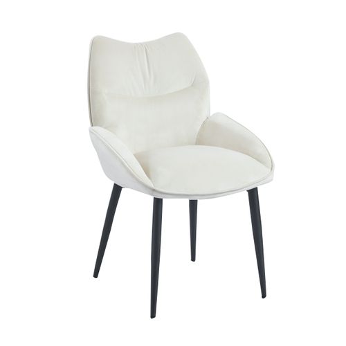 Lot De 2 Chaises En Velours Beige Loha Pied Métal Noir