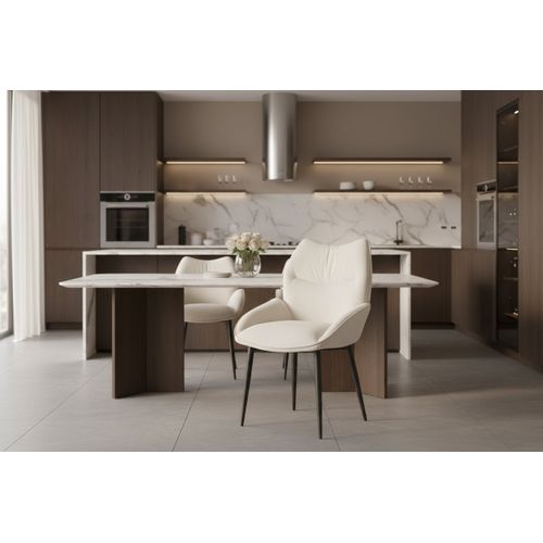 Lot De 2 Chaises En Velours Beige Loha Pied Métal Noir