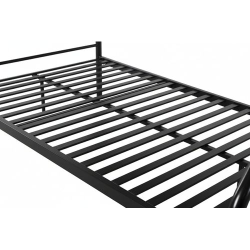 Pack: Lit Superposé En Métal Sommier Inclus + 2 Matelas 90/140x190 Cm, 3 Places Noir Costo