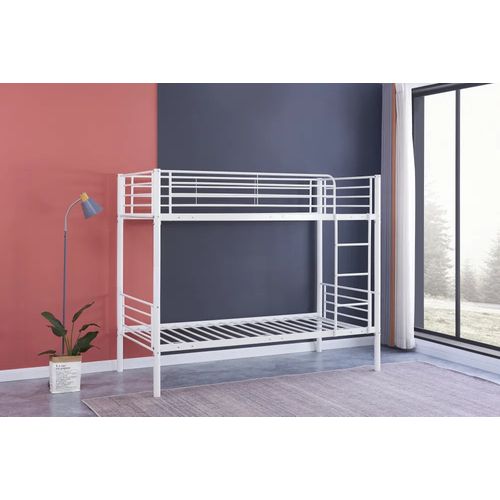 Pack : Lit Superposé + Matelas Compris Séparable Métal Luna 1+1 90x190 Cm Sommier Inclus Blanc