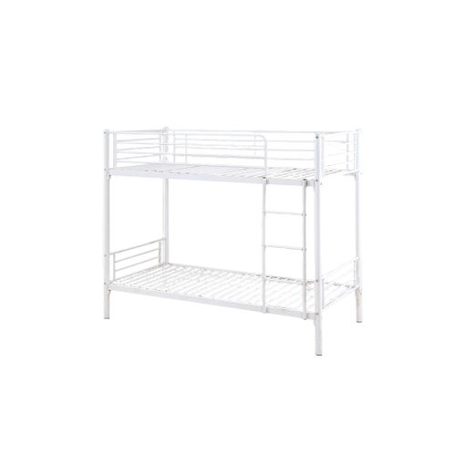 Pack : Lit Superposé + Matelas Compris Séparable Métal Luna 1+1 90x190 Cm Sommier Inclus Blanc