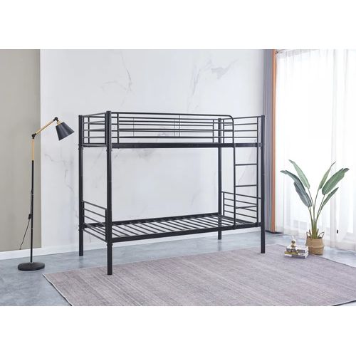 Pack : Lit Superposé + Matelas Compris Séparable Métal Luna 1+1 90x190 Cm Sommier Inclus Noir