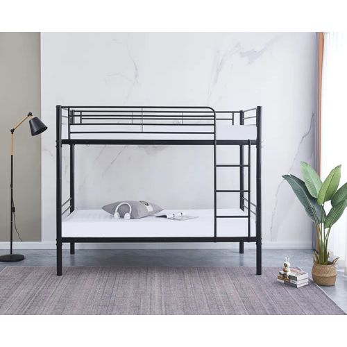 Pack : Lit Superposé + Matelas Compris Séparable Métal Luna 1+1 90x190 Cm Sommier Inclus Noir