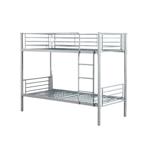 Pack : Lit Superposé + Matelas Compris Séparable Métal Luna 1+1 90x190 Cm Sommier Inclus Gris