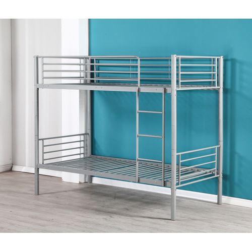 Pack : Lit Superposé + Matelas Compris Séparable Métal Luna 1+1 90x190 Cm Sommier Inclus Gris