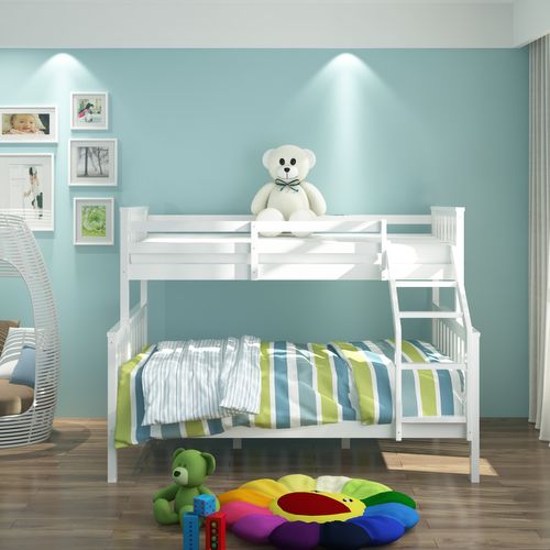 Lit Superposé Bois Blanc 2+1 140x190 90x190 Cm Batna