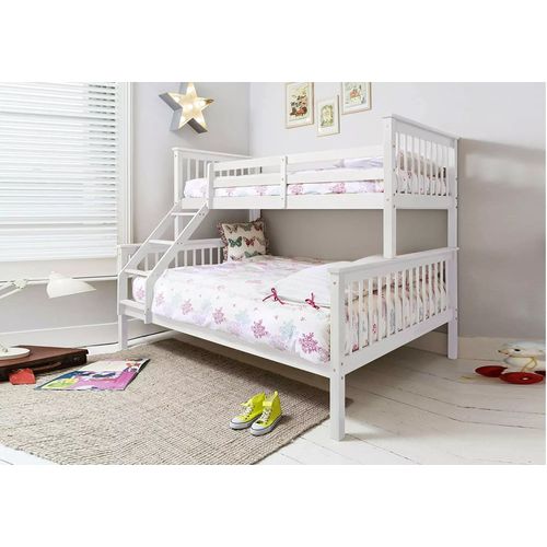 Lit Superposé Bois Blanc 2+1 140x190 90x190 Cm Batna