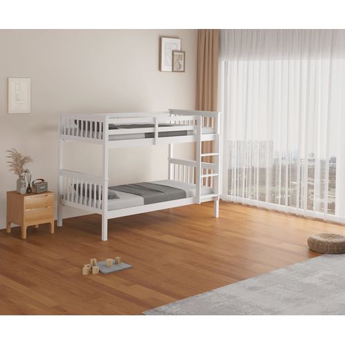 Lit Superposé 1+1 Batna En Bois Blanc 90x190 Cm