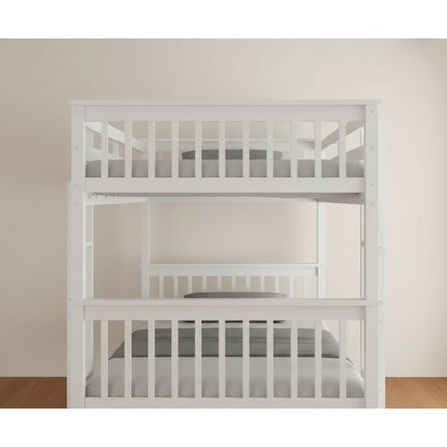 Lit Superposé 1+1 Batna En Bois Blanc 90x190 Cm