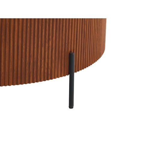 Table Basse Ruby Ronde Plateau Céramique Effet Travertin Noisette Pied Métal Noir D80xh45 Cm