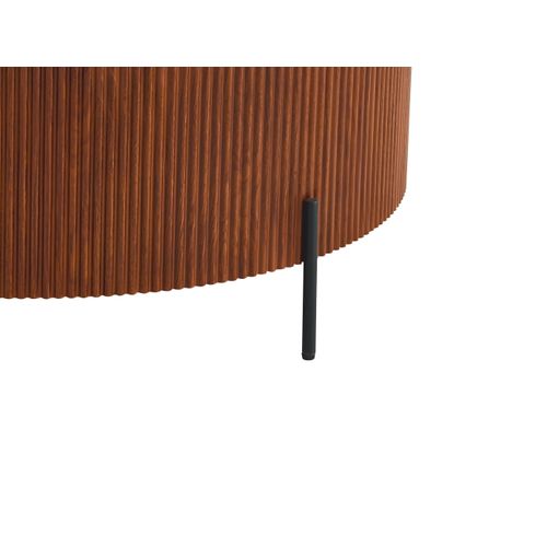 Table Basse Ruby Ronde Plateau Céramique Effet Travertin Noisette Pied Métal Noir D90xh45 Cm