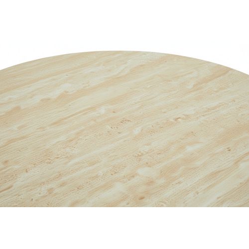 Table Basse Ruby Ronde Plateau Céramique Effet Travertin Noisette Pied Métal Noir D90xh45 Cm