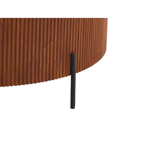 Table Basse Ruby Ronde Plateau Céramique Effet Travertin Noisette Pied Métal Noir D100xh45 Cm