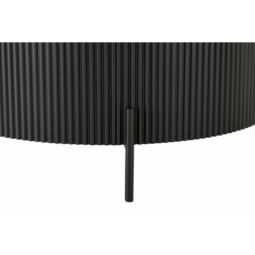 Table Basse Ruby Ronde Plateau Céramique Effet Travertin Noir Pied Métal Noir D100xh45 Cm