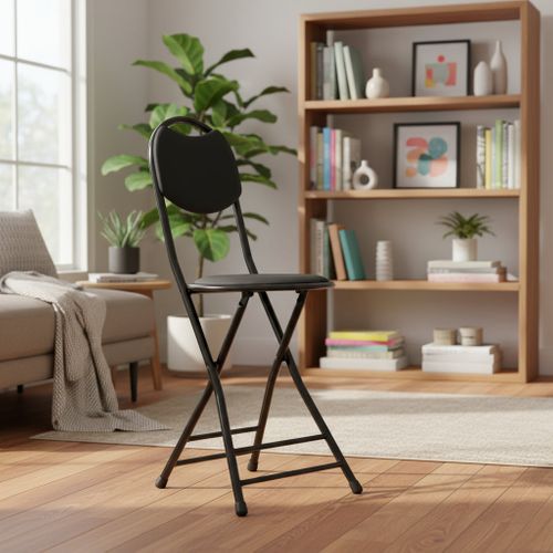 Lot De 10 Tabouret Pliant En Métal Noir – Ø30x44x76 Cm