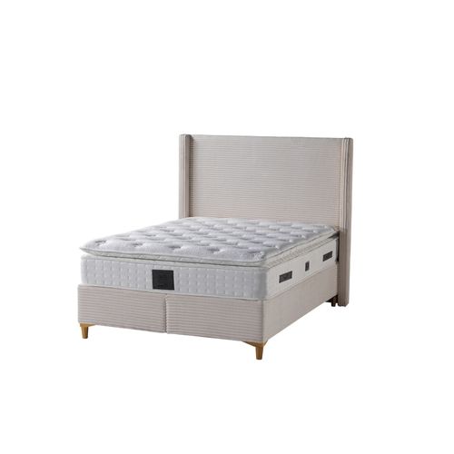Lit Coffre Venus – Velours Côtelé – 140x190 Cm Avec Planche De Rangement