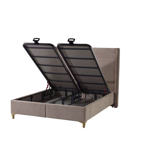 Lit Coffre Venus – Velours Côtelé – 140x190 Cm Avec Planche De Rangement