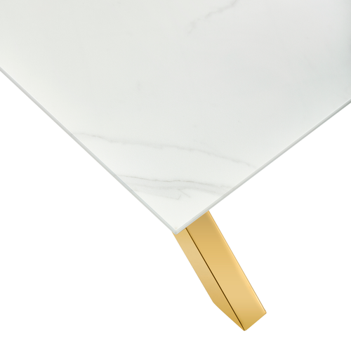Table à Manger Ixe – 180x90 Cm – Pied Gold XXL et Verre Trempé