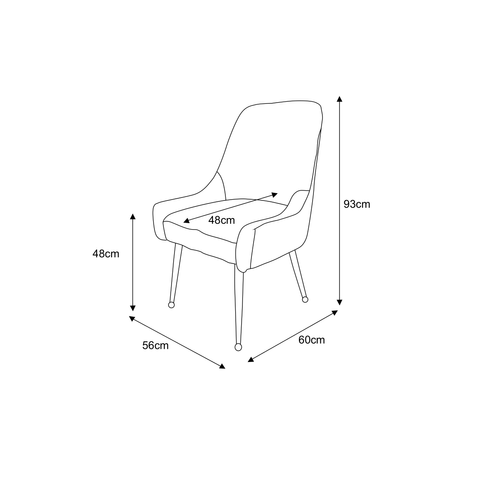 Lot De 2 Chaises Luxury – Velours et Pied Gold – 56x58x93 Cm – Style Chic