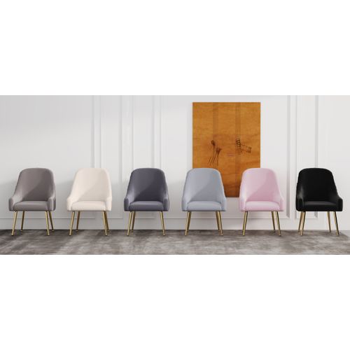 Lot De 2 Chaises Luxury – Velours et Pied Gold – 56x58x93 Cm – Style Chic