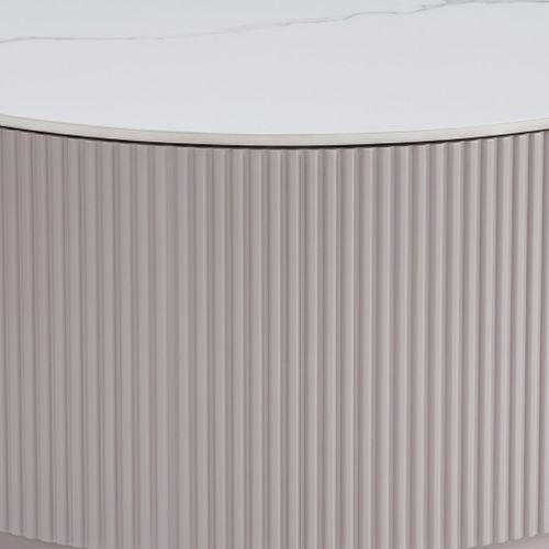 Table Basse Bari – Bois Gris et Marbre Blanc – 80x45 Cm Avec Tiroir