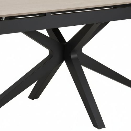 Table Repas Extensible Céramique Travertin Mat – Métal Noir – 160/240x90x76 Cm- Tonia