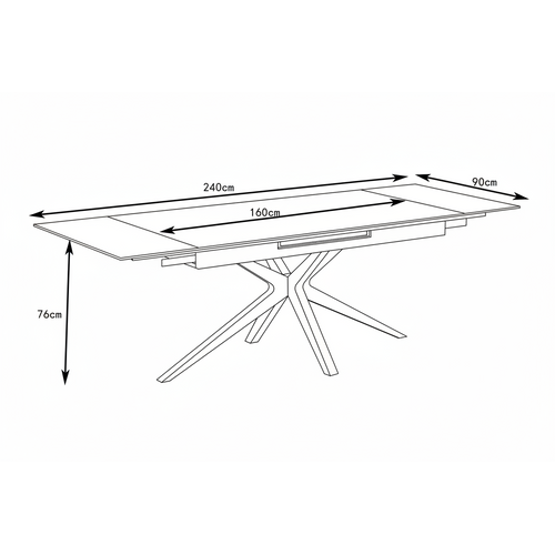 Table Repas Extensible Céramique Travertin Mat – Métal Noir – 160/240x90x76 Cm- Tonia