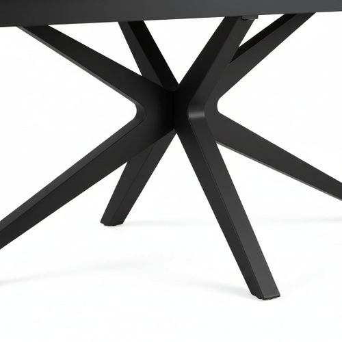 Table Repas Extensible Céramique Travertin Blanc – Métal Noir – 160/240x90x76 Cm - Tonia