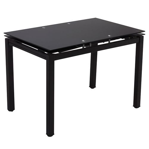 Table Extensible En Verre Trempé Noir 110/170 Cm Pieds Métal – Bora